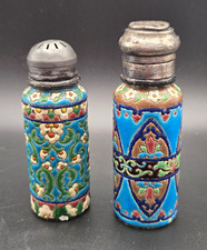 Antique Emaux de Longwy French Faience Salt or Pepper Enameled Ceramic Shakers picture