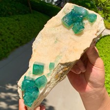 3.29LB Rare transparent GREEN cubic fluorite mineral crystal sample/China picture