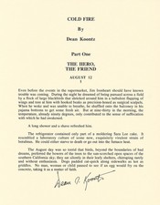 Dean Koontz Cold Fire Signed Typescript Page Autograph with COA - Horror Novel picture
