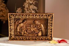WOOD CARVED CHRISTIAN ICON RELIGIOUS HOLY FAMILY WALL HANGING ART WORK picture