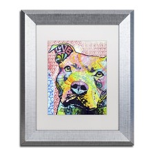 Trademark Fine Art 'Thouthful Pittbull II' White Matted Silver Frame Dean Russo picture