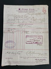 1886 antique UNION LINE freight PENNSYLVANIA CO hartford ct GB EDWARDS railroad picture