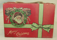 USA Antique Santa Candy Container Box Vintage Merry Christmas Ornament 1930's picture