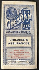 Vintage LONDON England the Gresham Life Childrens Assurance Society Application picture