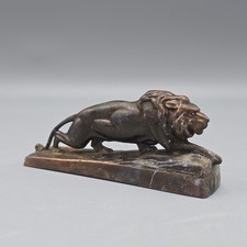 Vintage Bronze Stalking Lion Paperweight picture