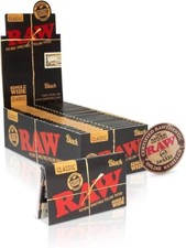 😎 🍃  25 x RAW CLASSIC BLACK SINGLE WIDE ROLLING PAPERS FULL BOX AUTHENTIC 🍃😎 picture