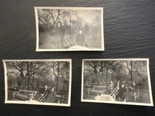 3x Vintage 1950s Photos Family Baby Stroller Pram Park Plaid Coat  picture