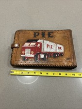Vtg PIE P-I-E TRUCKING LINE LEATHER CLIP BOARD SATCHEL TRUCK TRACTOR TRAILER picture