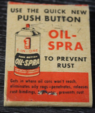 Vintage Matchbook 3-in-One Oil SprA Don't Let Tools Get Rusty (Pre WD-40) picture