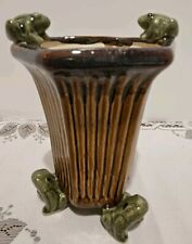 Vintage Majolica Bamboo W/ 5 Frogs Vase/Planter picture