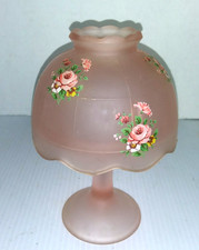 Vintage Westmoreland Fairy Lamp Frosted Flower Pink Glass Pedestal Footed picture