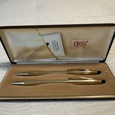 Vintage Cross Classic Century 10K Gold Filled Pen And Pencil Set USA W/ Case picture