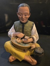 Antique Japanese Hakata Figure Clay Artisan Flower Basket 1950 Art Ceramic picture