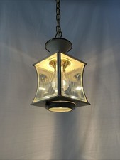 REWIRED Vtg Mid Mod Hanging Pendant Light Entry Porch Hall Lantern 1940s 1950s picture