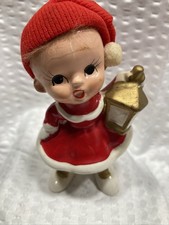 vtg Napco Japan Christmas Girl Lantern Stocking Cap Hair picture