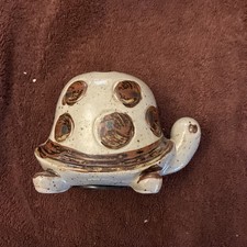 Lovely Ceramic Turtle Piggy Bank  Brown Poka Dots And Speckles Counterpoint picture