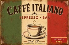Italian Cafe Espresso Metal Sign Vintage Coffee Shop Menu Tin Plaque Wall Decor picture