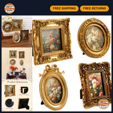 Vintage Mini Ornate Gold Picture Frames Set of 4 - Decorative Photo Displays picture