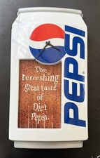 RARE Vintage Diet Pepsi Animated Advertising Wall Clock Works Moving Sign -VIDEO picture