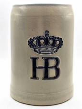 HB Crown 0.5L Beer Stein Gray Stoneware Mug West Germany Breweriana picture
