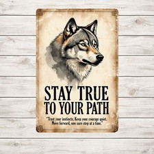 Wolf Inspirational Quotes Never Give Up Metal Tin Sign 8x12 picture