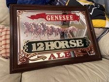 Original Vintage Genesee Beer 12 Horse Ale Framed Bar Mirror Sign ~ 23 x 17
