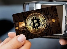 Black Gold Bronze Bitcoin Credit Debit Card Cover Skin Sticker Small Chip picture