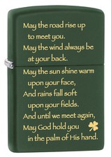 Zippo Windproof Irish Blessing Lighter, Green Matte, # 28479, New In Box picture