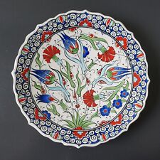 Kutahya Turkish Pottery Plate Multicolor Floral Wall Hang Signed 10-1/4
