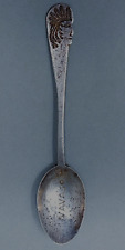 Rare HANDWROUGHT Navajo Antique Silver Souvenir Spoon Native Headdress Ca: 1900 picture