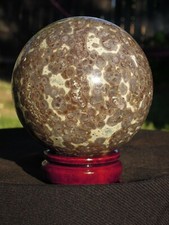 2.2 LB (94 mm) Natural Ocean Jasper Sphere Mineral Specimen Healing with STAND picture