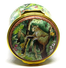 HALCYON DAYS ENGLISH ENAMEL BOX- AMAZON RAIN FOREST - ANIMALS - FLOWERS - PLANTS picture