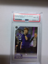 2010 PANINI JUSTIN BIEBER #1 1st Print ROOKIE CARD PSA 8 GEM MINT HIGH POP BOMB picture