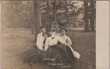 On The Hay Dicks Grove Women Group Sitting Haystack Horses RPPC 1908 Postcard picture