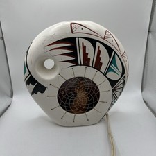 Southwest Vintage Ceramic Diorama Lamp With Dream catcher Coyote Motif 7”x7”  picture