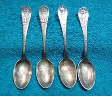 Antique 1893 Worlds Fair Souvenir Spoons Lot of 4 Standard Silver Co Worn Finish picture