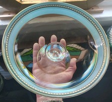 Art Deco EPG MCM Cold Paint Pedestal Bowl / Compote Powder Blue,Gold, Beaded picture