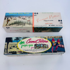 (LOT of 2) VTG Coconut Patties Empty Candy Bar Box Advertising Florida Tropic picture