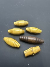 Vintage Wooden Barrel Toggle Buttons Wire Shank Sewing Lot of 6 Mixed Boho picture