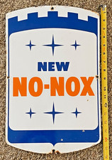 Original 1950’s - 1960’s Gulf NEW NO-NOX Porcelain Gas Pump Plate Sign picture