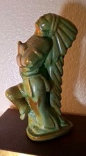 Vtg Frankoma Pottery Prairie Green Dancing Indian Chief Figurine 142 Ada Clay picture