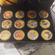 Zodiac Constellation Collectible Coin/Medallion Set 12 Coins Display Box picture