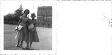Two Young Women In The School Yard  B+W Found Photo V2748 picture