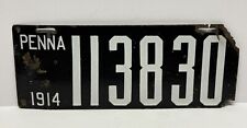 1914 Pennsylvania License Plate Porcelain Good Condition All Original  #113830 picture
