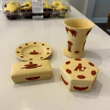 Wedgwood Ceramic Cream & Red Animal Lidded Trinket Boxes Set of 4 picture