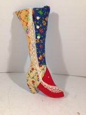 Handmade Victorian Boot Pin Cushion Sewing Seamstress 6-3/4” Tall picture