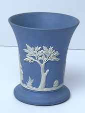 Vintage Wedgwood Jasperware Trumpet Vase Blue 3.75