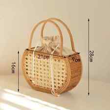 Pure Handmade Rattan Basket Outing Picnic Basket Hand-woven Storage Basket White picture