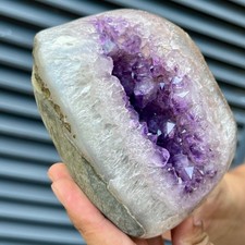 6.4 lb  Natural Amethyst Geode Quartz Crystal Cluster Home Office Decor Display picture