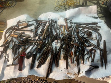 Vintage Antique LOT (130+) BARN workbench find Wrench Tool Adjust Pliers drill , picture